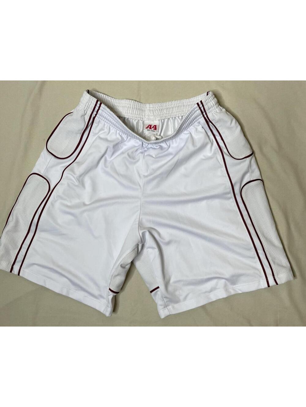 A4 Women’s Performance Basketball Shorts White w Maroon Piping Sports Sz M